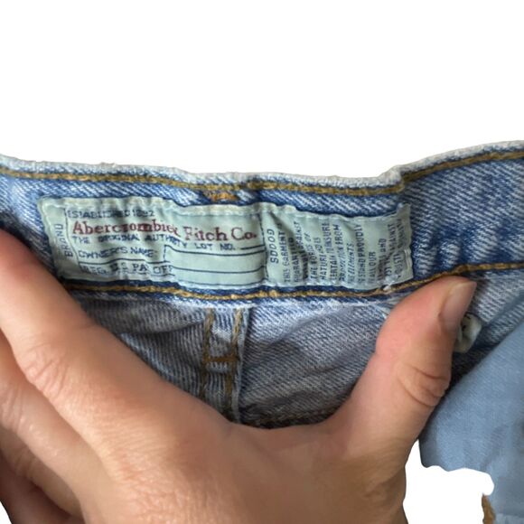Abercrombie & Fitch Denim Super Skinny Jeans Sz 28x32 90s Light Wash Raw Hem - Picture 8 of 14
